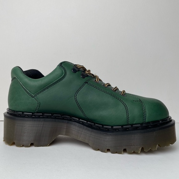 Vintage Dr. Martens England Green Greasy Platform Oxfords UK 7 - Picture 2 of 15